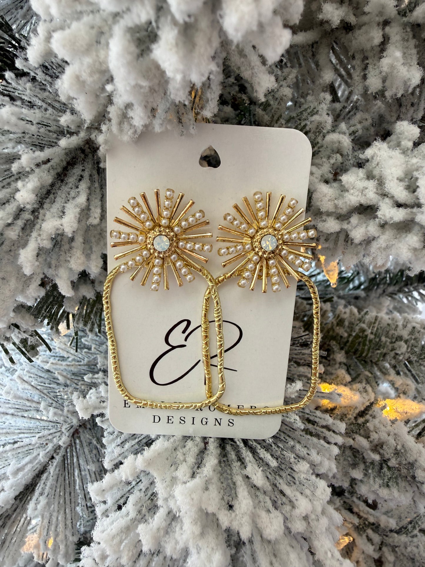 Gold Pearl Burst Earrings