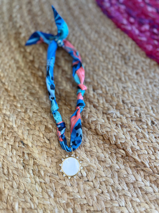 Light Blue Mix Scarf Necklace