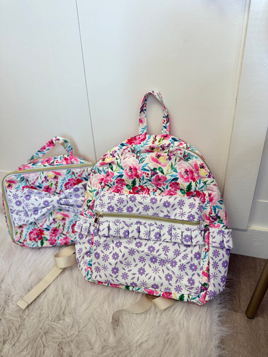 Lavender Floral Ruffle Backpack (Lunch Box Sold Separately)