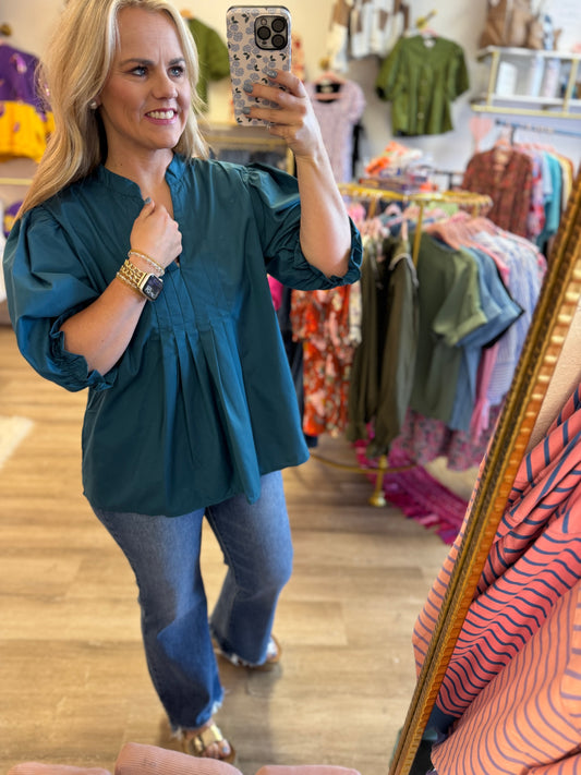 Teal Puff Sleeve Top
