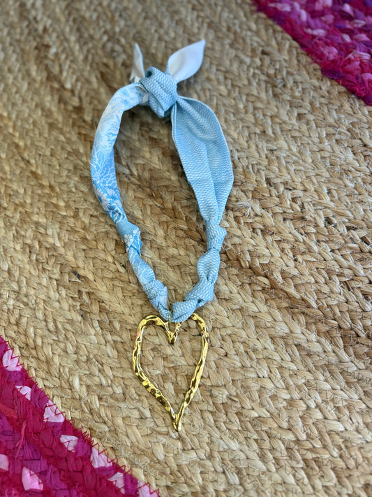 Light Blue Heart Scarf Necklace