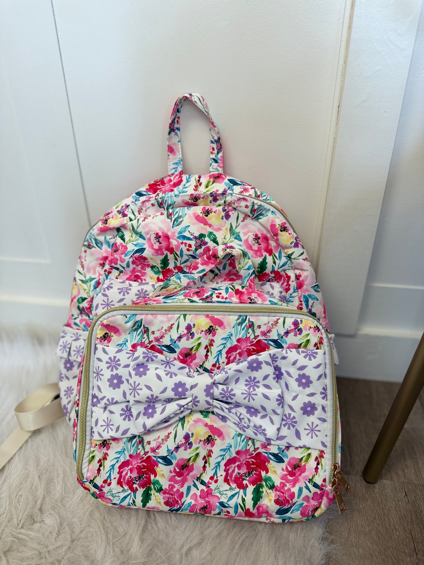 Lavender Floral Bow Lunch Box (Backpack sold separately)