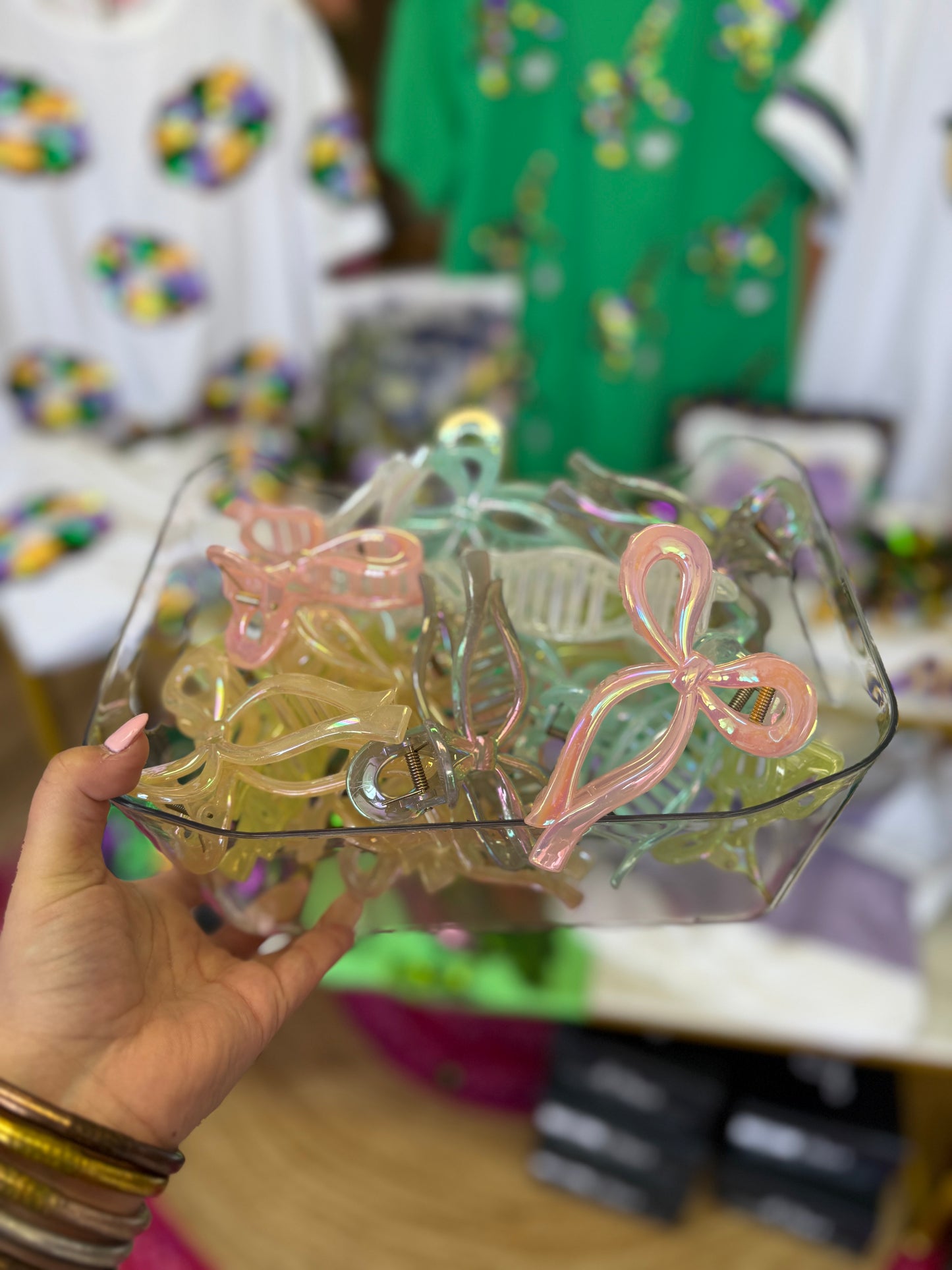 Iridescent Bow Clips