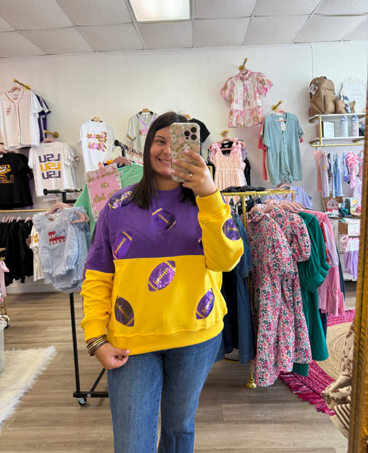 Love Purple, Live Gold Football Sweatshirt
