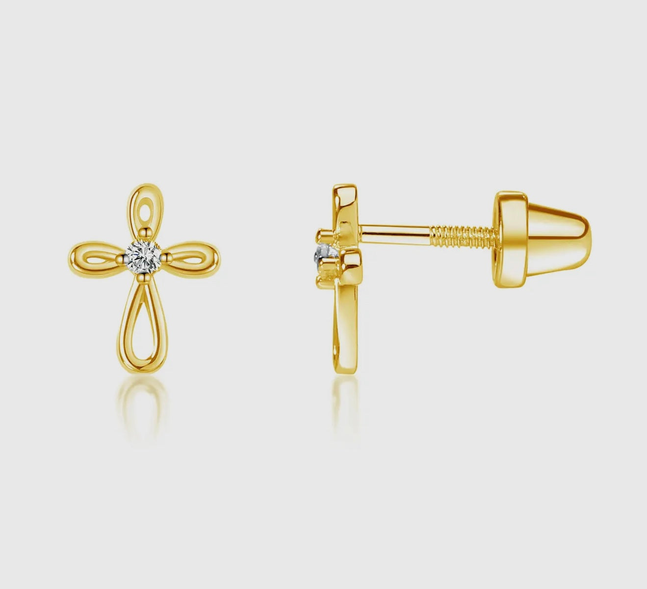 14K Gold-Plated Cross Earrings for Baptism