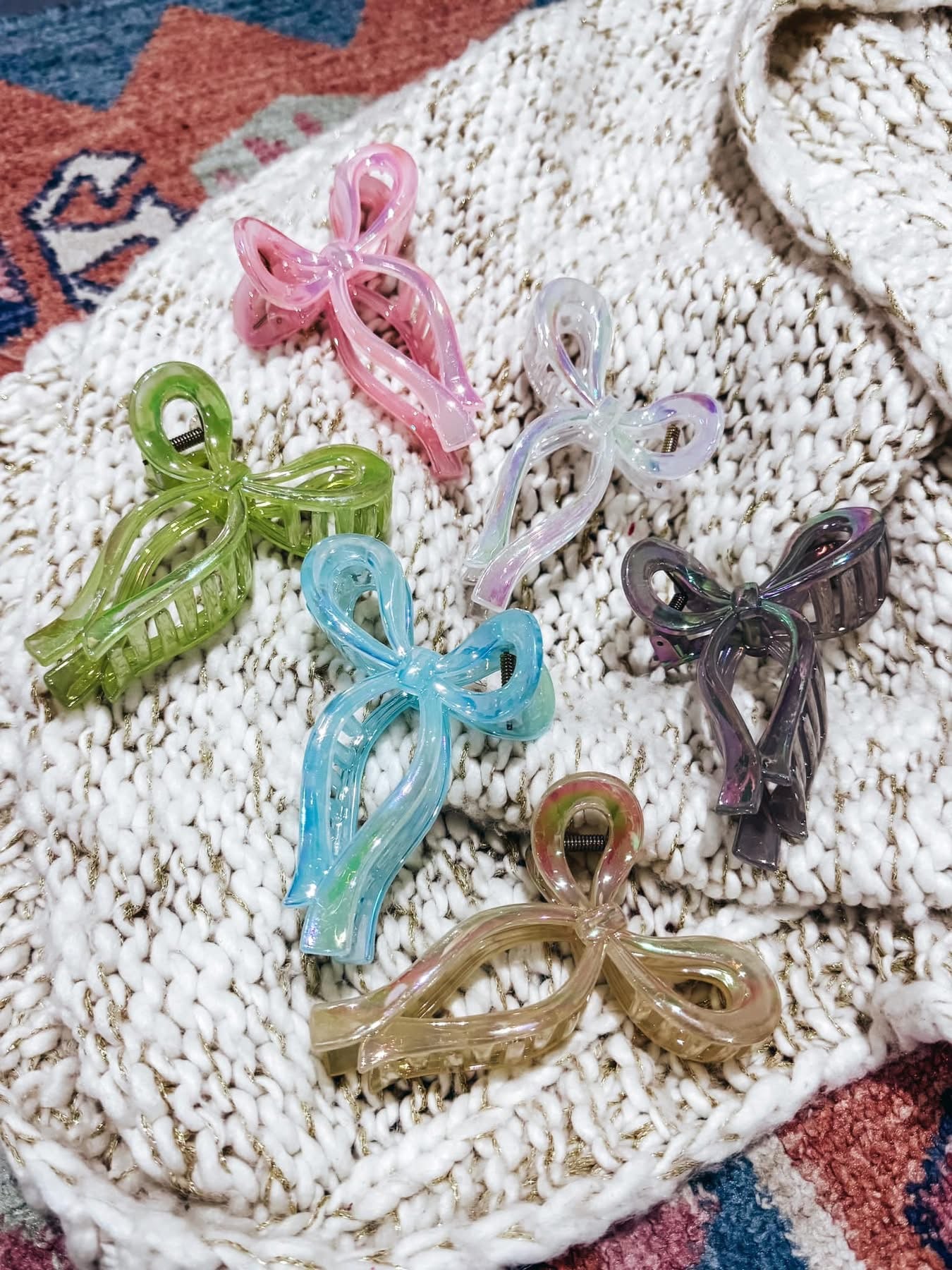 Iridescent Bow Clips