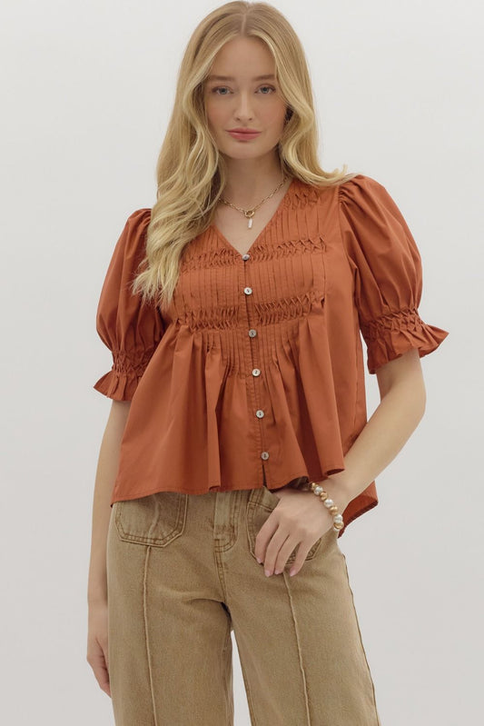 Ashton’s Puff Sleeve Top- Rust