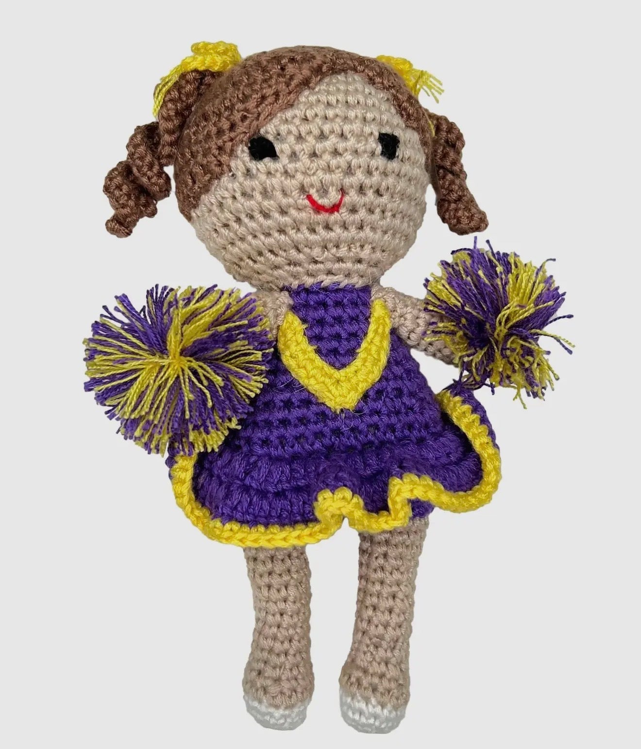 Purple&Gold Cheerleader Crochet Rattle