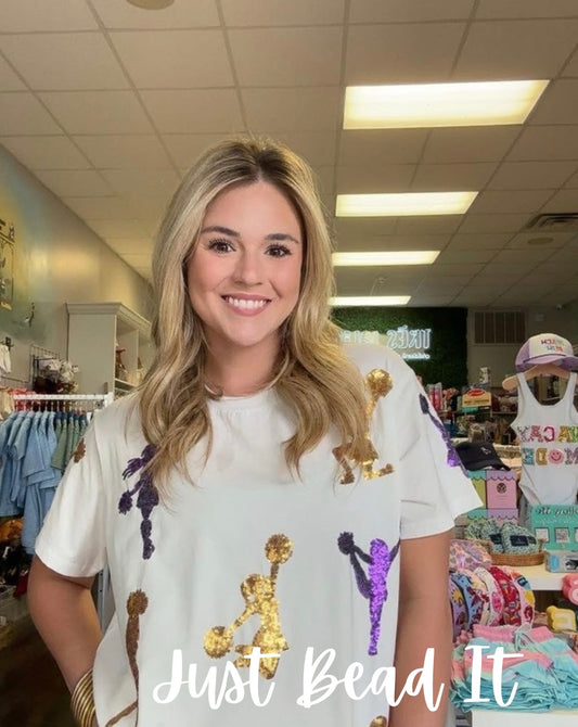 Purple & Gold Sequin Cheerleaders Tee
