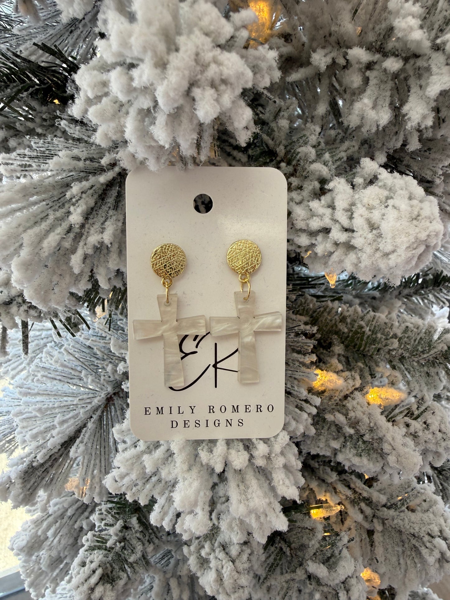 Pearl Cross Earrings