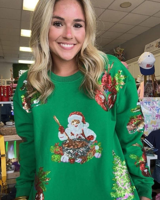 A Cajun Christmas Sequin Sweatshirt|PREORDER|