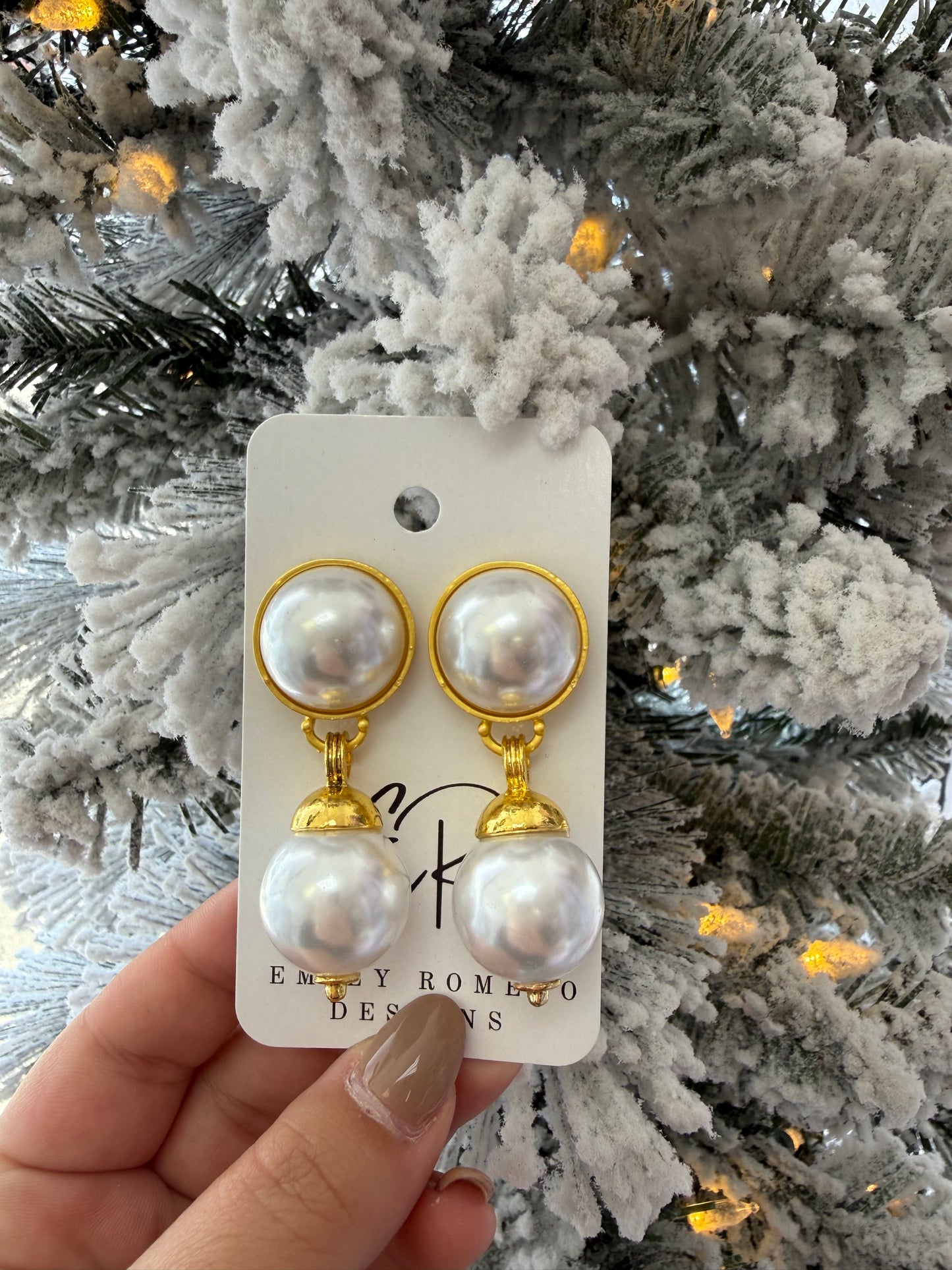 Large Gold Pearl Earrings
