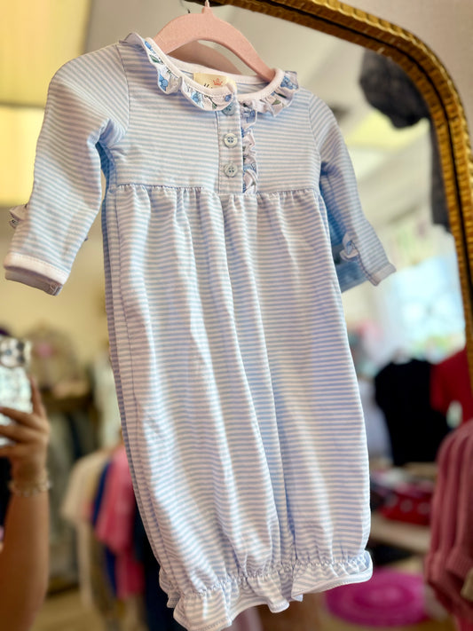 Light Blue Floral Baby Gown (NB)