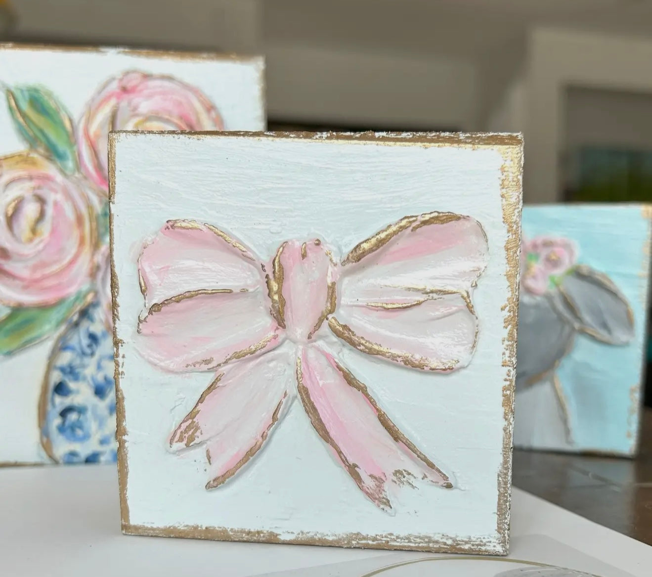Pink Bow Mini Block