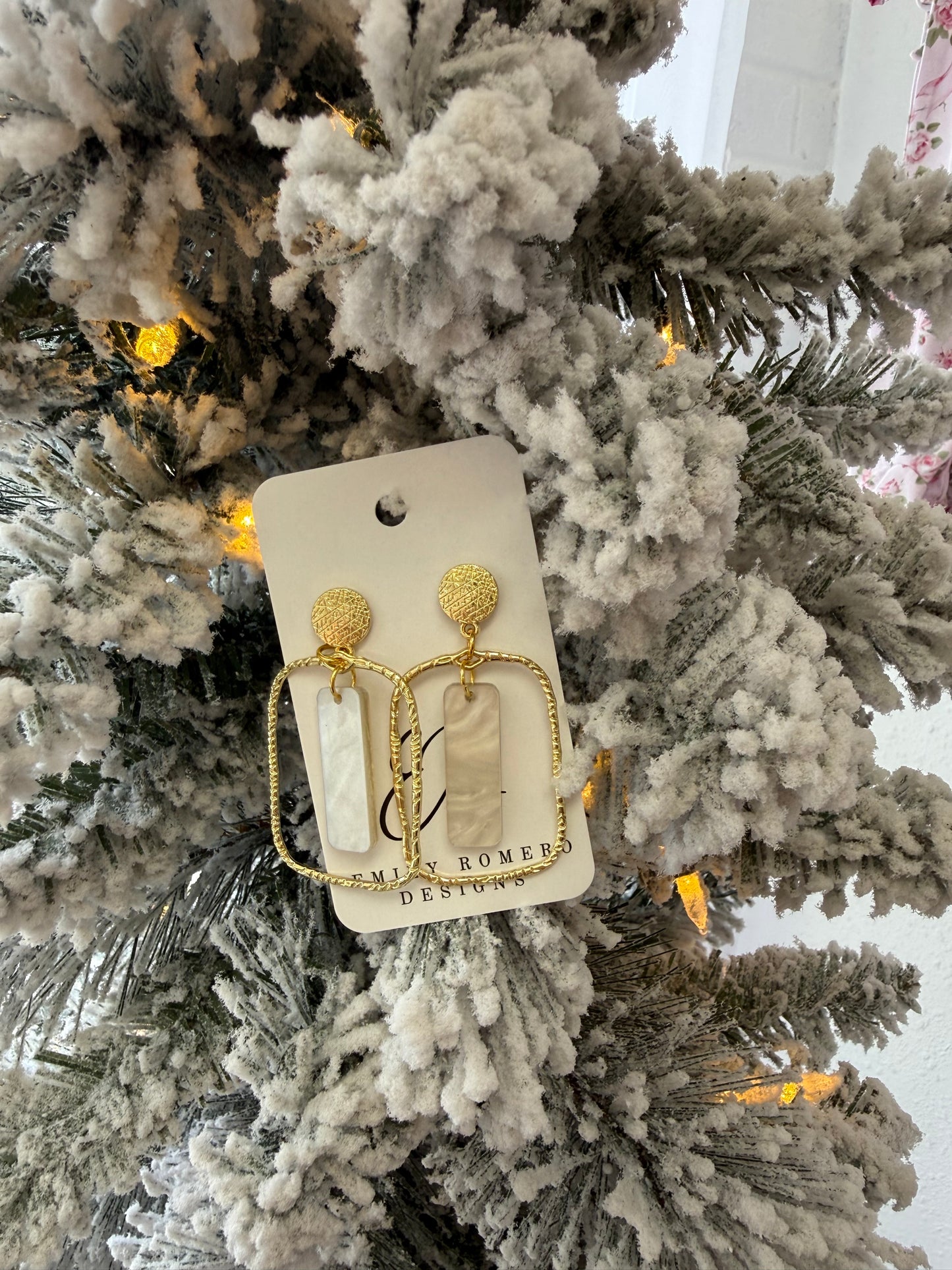 Gold Pearl Stone Earrings