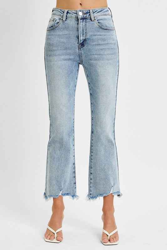 Audie’s High Rise Frayed Cropped Flare RISEN Jeans