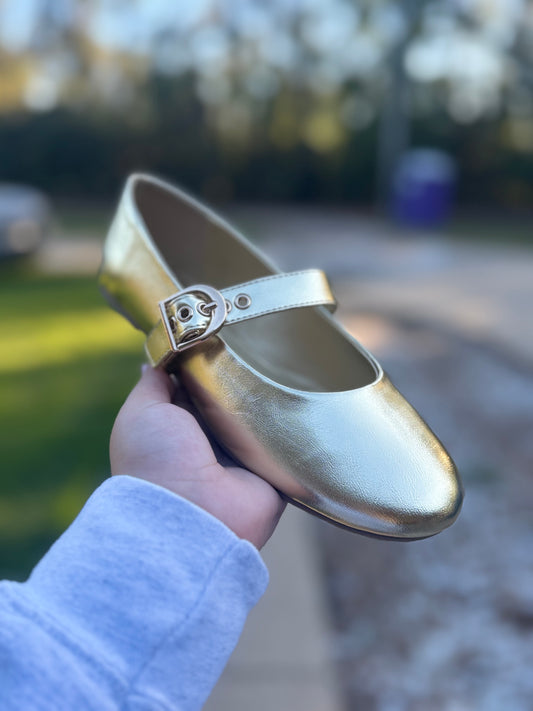 Gold Buckle Flats