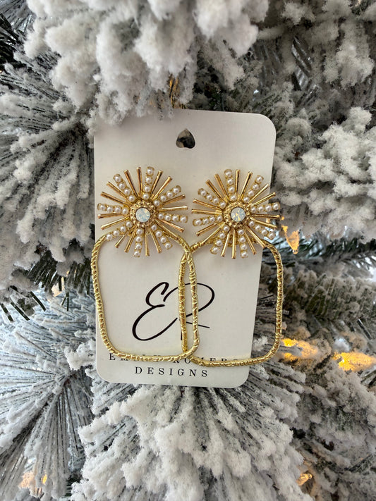 Gold Pearl Burst Earrings