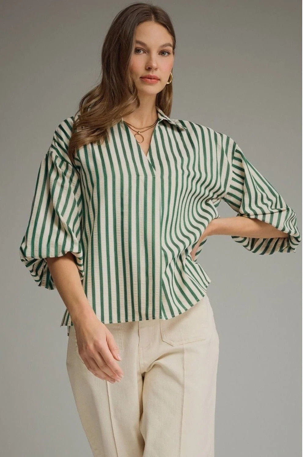 Laid Back Stripe Top- Green