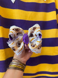 Purple & Gold Football Lace Bow