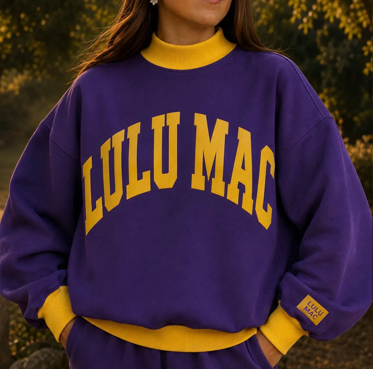 Purple & Gold Lulu Mac Mockneck|Nov ETA