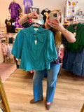 Blue Tie Neck Top