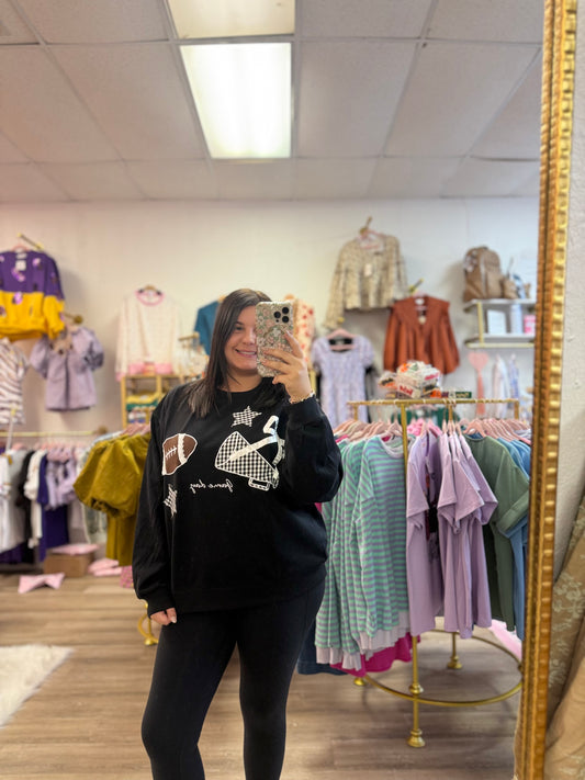 Football Gameday patchwork Crewneck