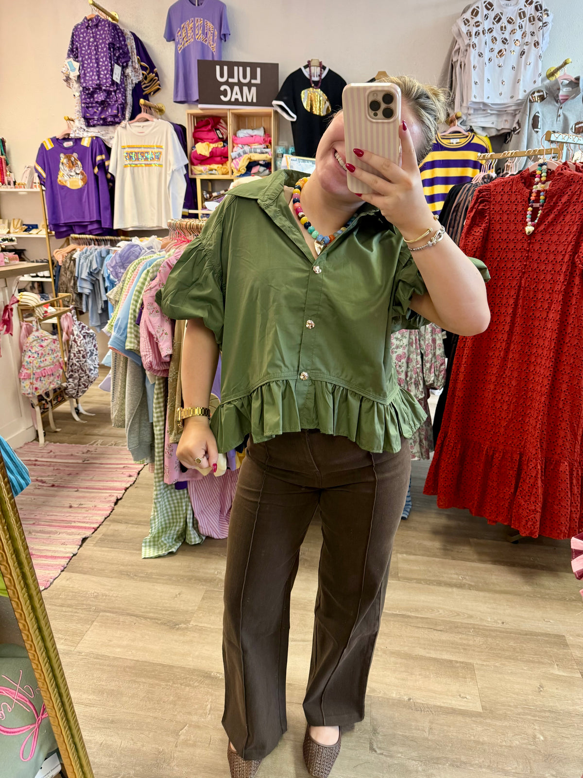Brown Front Seam Bottoms