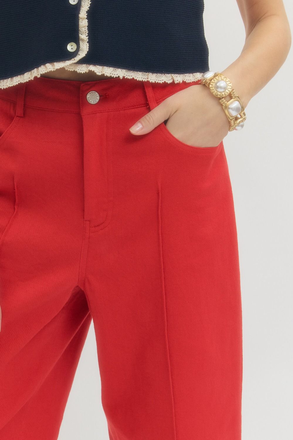 Red Front Seam Pants
