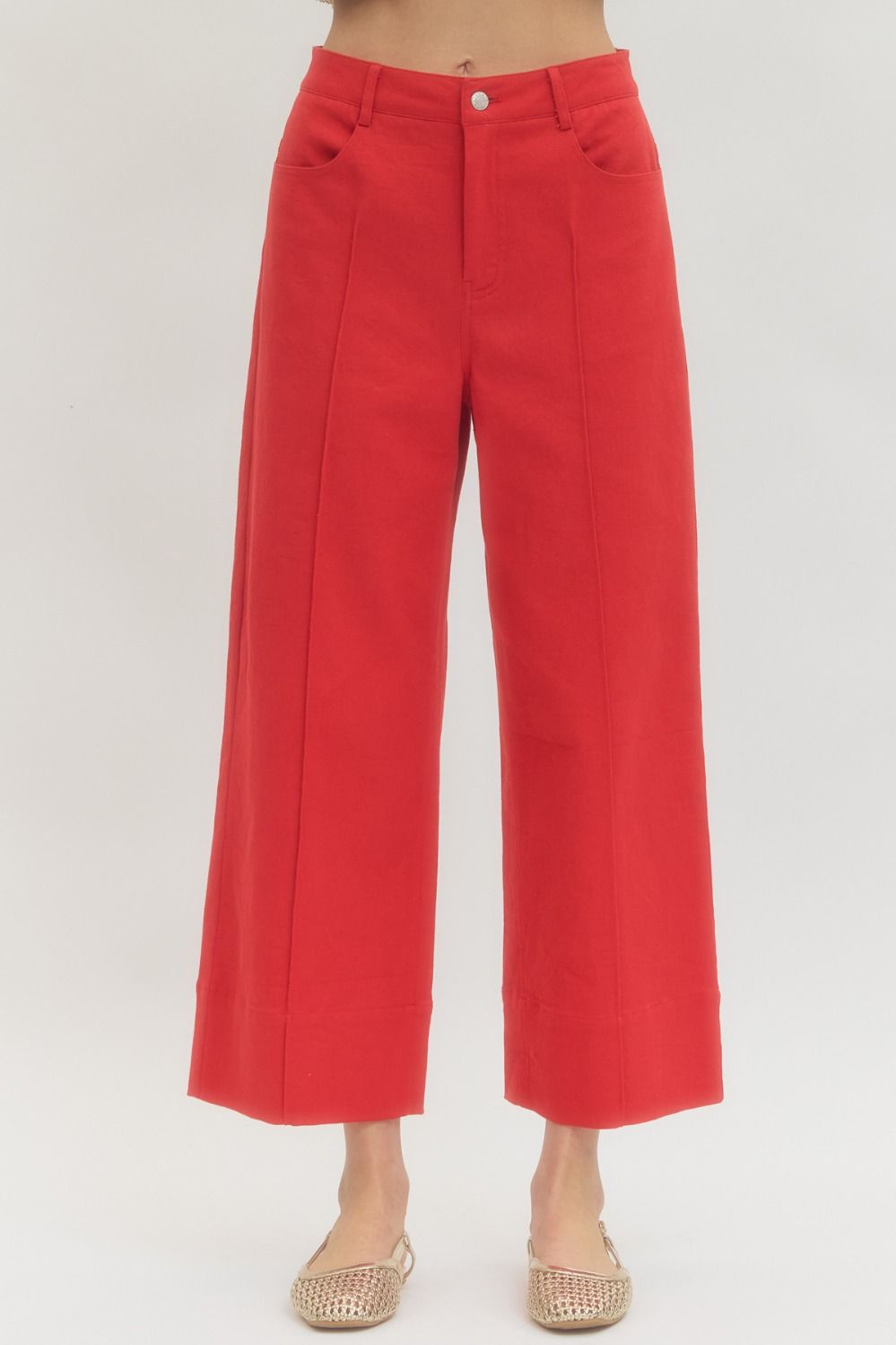 Red Front Seam Pants