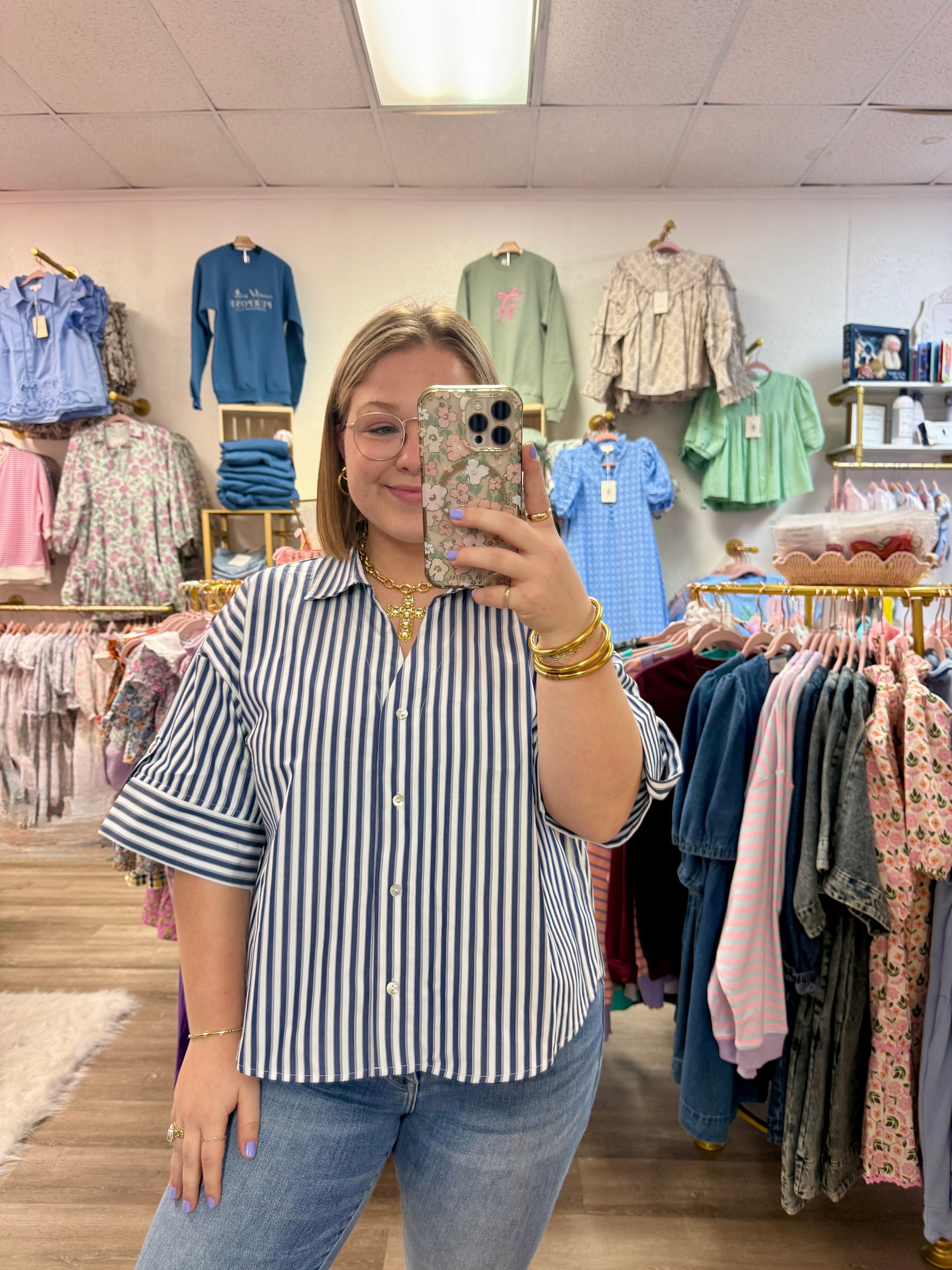 Blue Striped Top