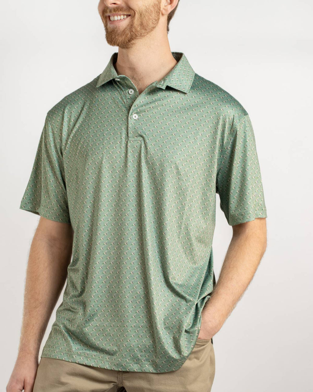 Men's Flying Mallard Performance Polo   Green/Multi   -Asst.