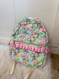 Floral Pink Ruffle Backpack