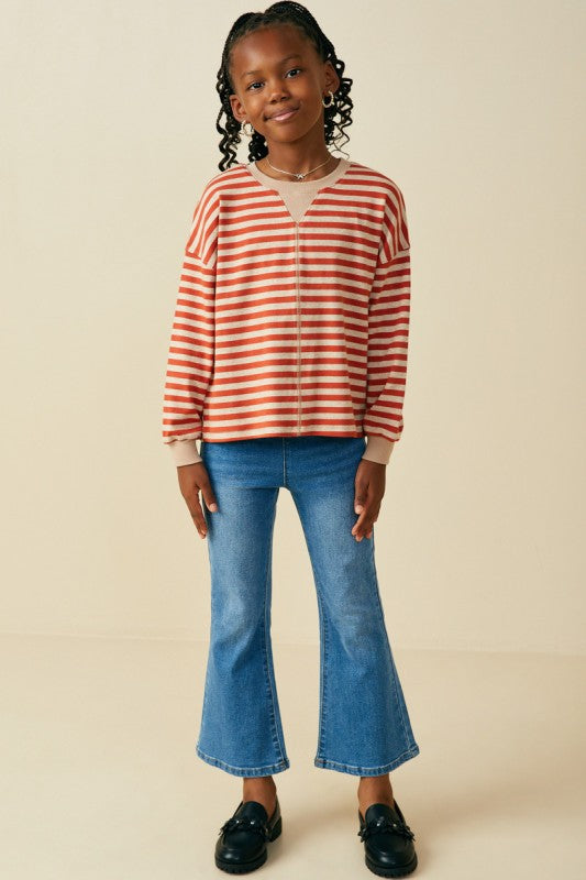 Striped Knit Top- Rust