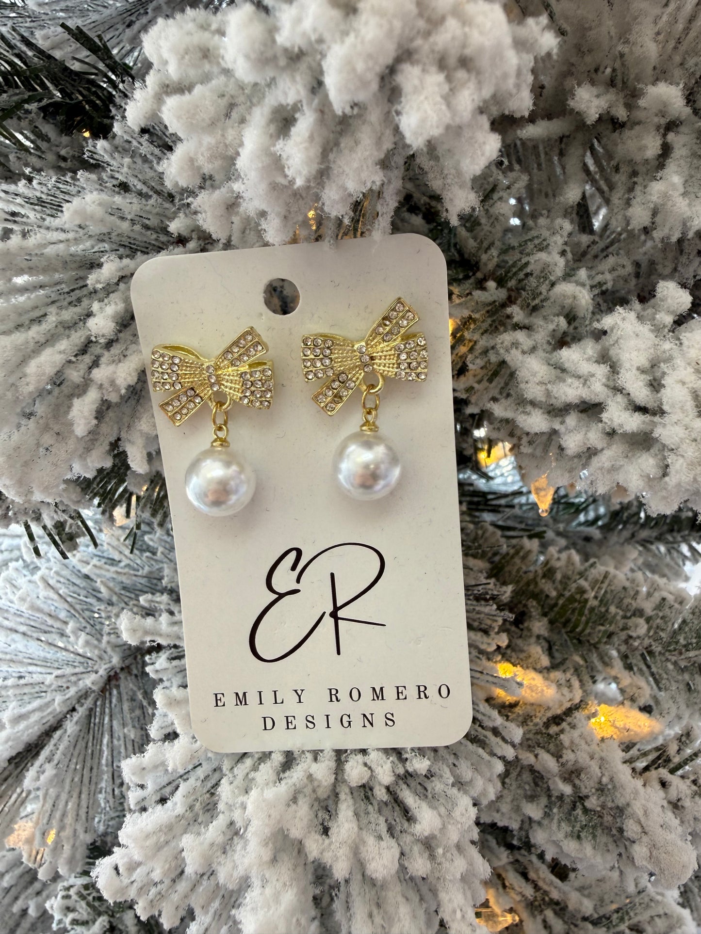 Bow Stud Pearl Earrings