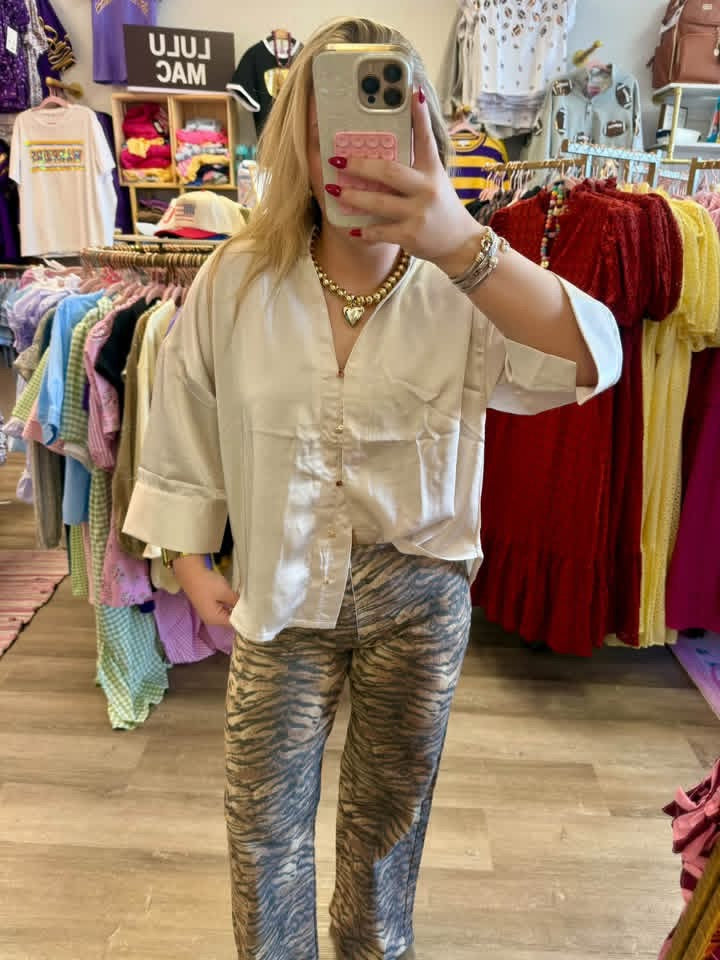 Tiger Stripe Wide Leg Bottoms