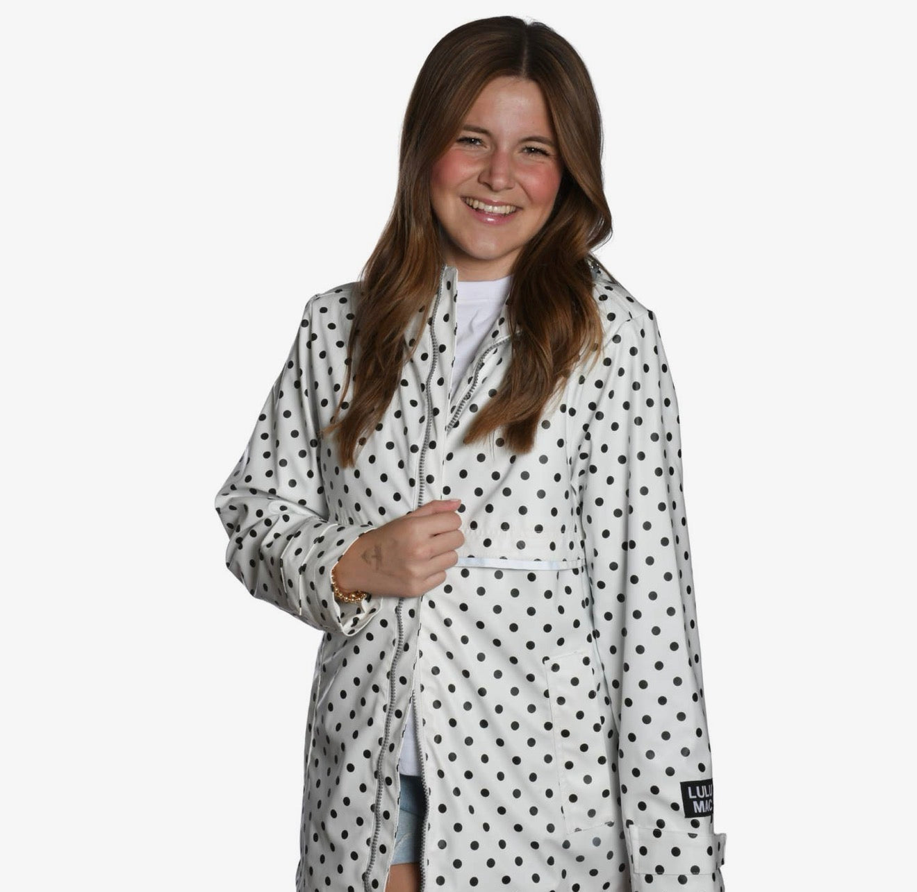 White & Black Polka Dot Rain Jacket- Lulu Mac