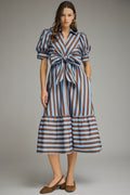Striped Tie Front Midi Dress