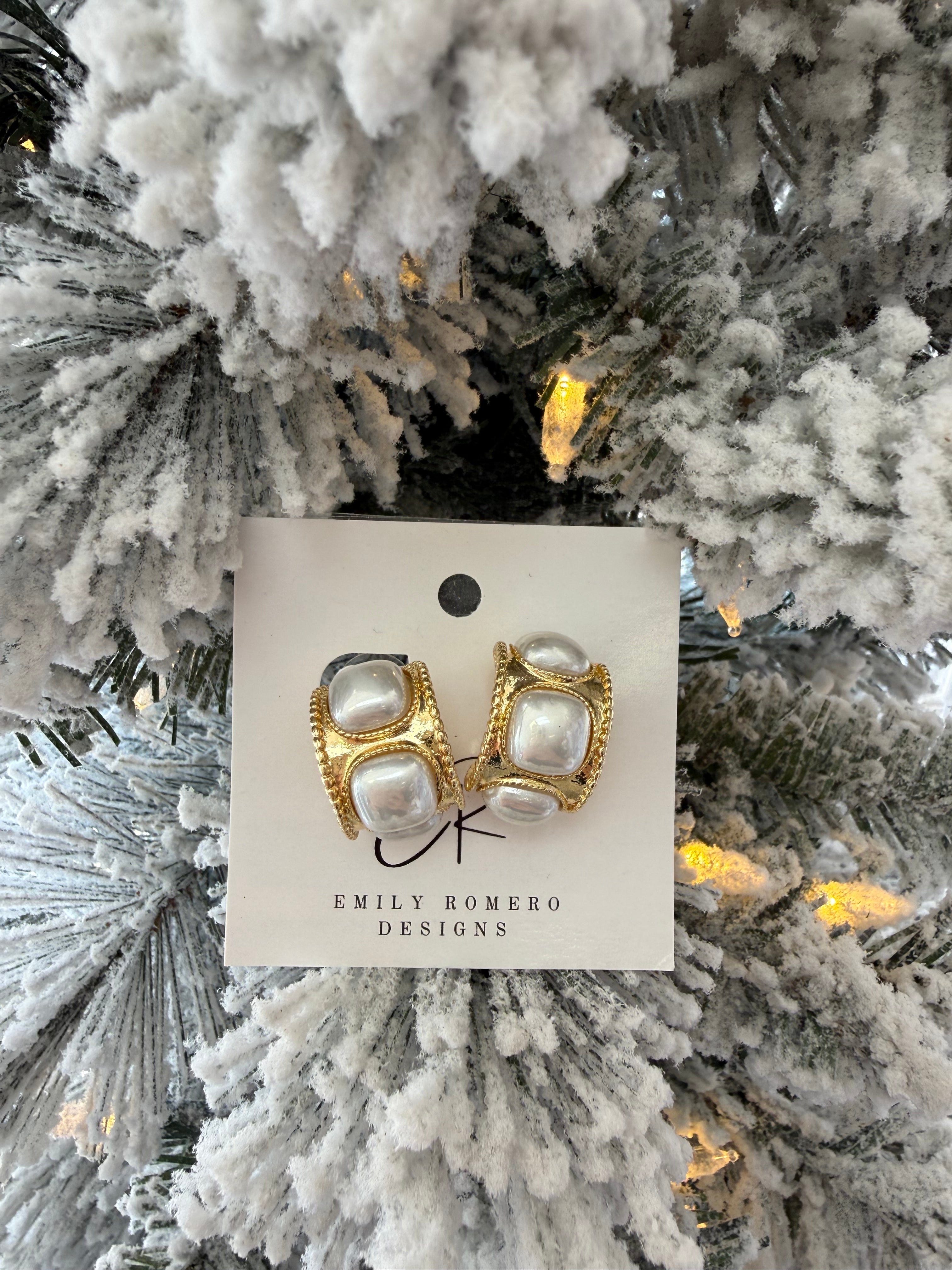 Gold Pearl Hoops