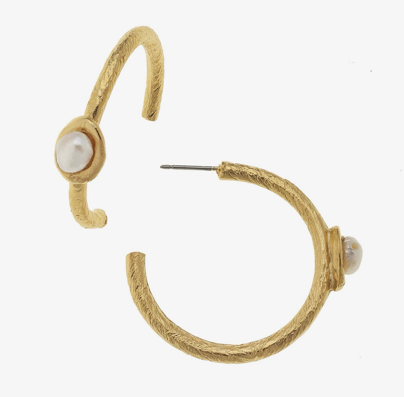 Gold Mini pearl Hoops