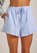 Blue Stripe Ruffle Shorts