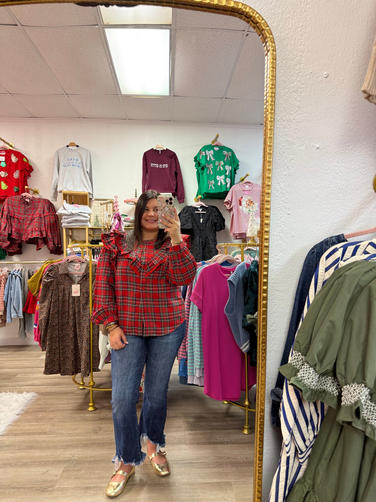 Christmas Plaid Ric Rac Top