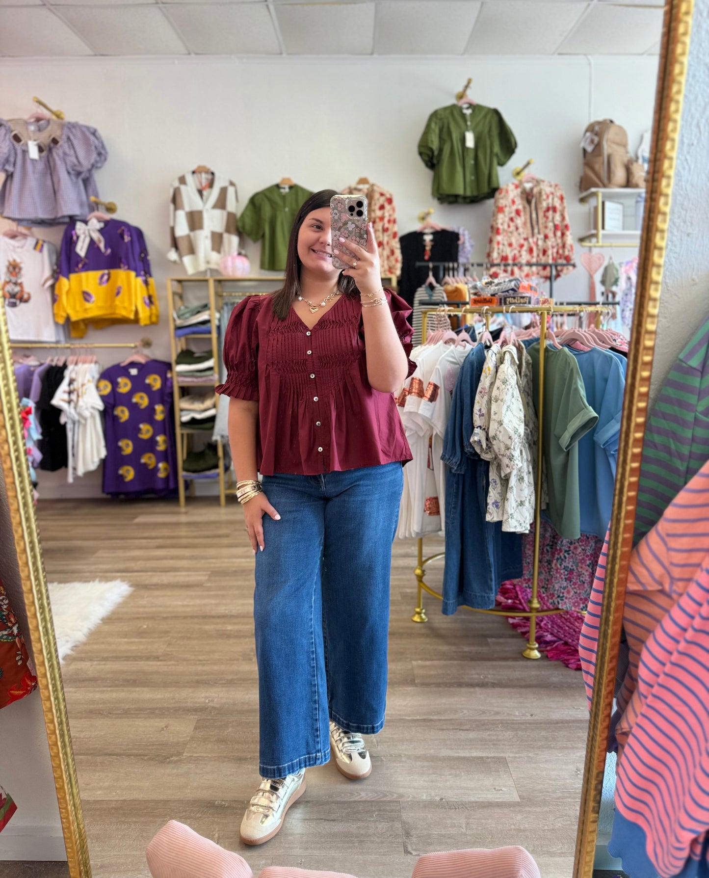Puff Sleeve Top- Maroon