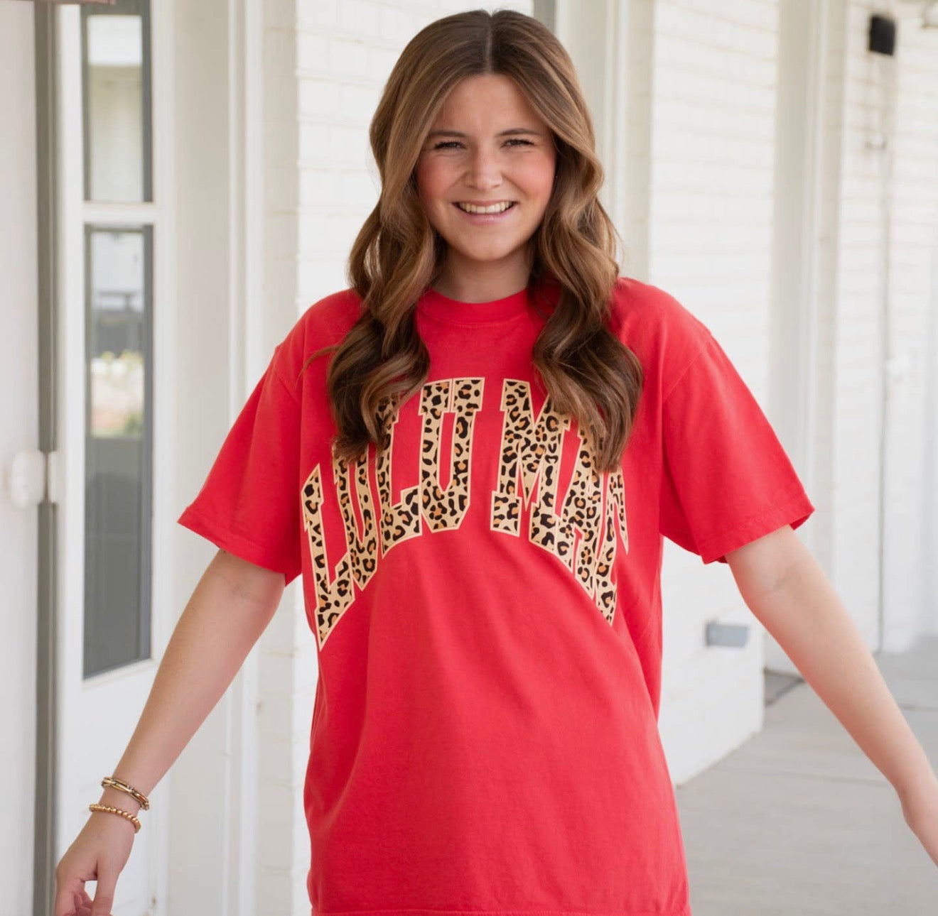 Lulumac Leopard Tee|Coral Paprika