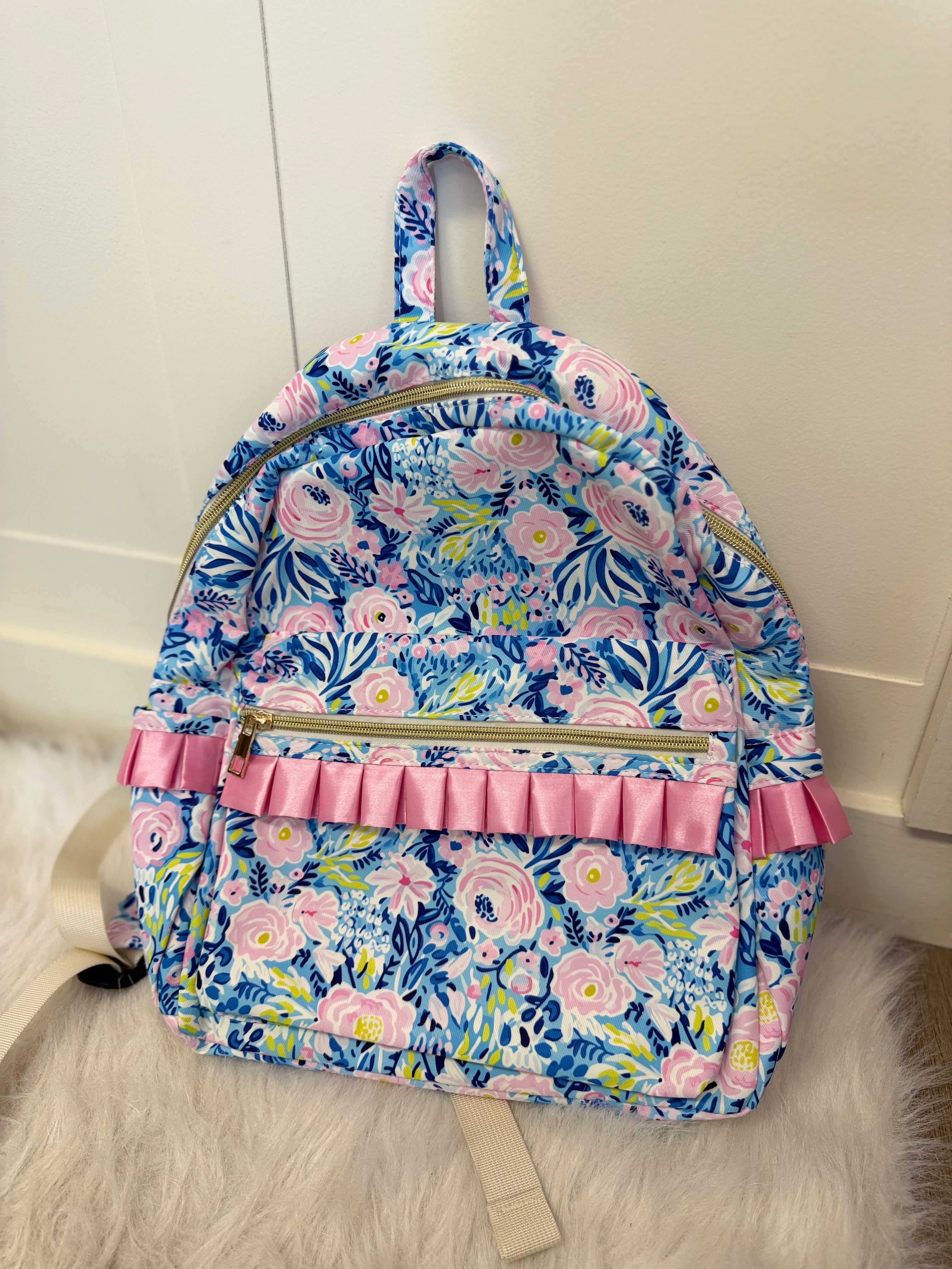 Blue Floral Backpack