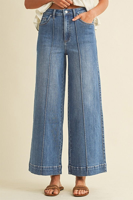 Wide Leg Front Seam Denim