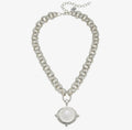 Silver Pearl Cab Necklace