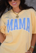 Mama Butter Yellow & Blue Polka Dot Tee