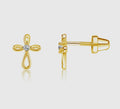 14K Gold-Plated Cross Earrings for Baptism