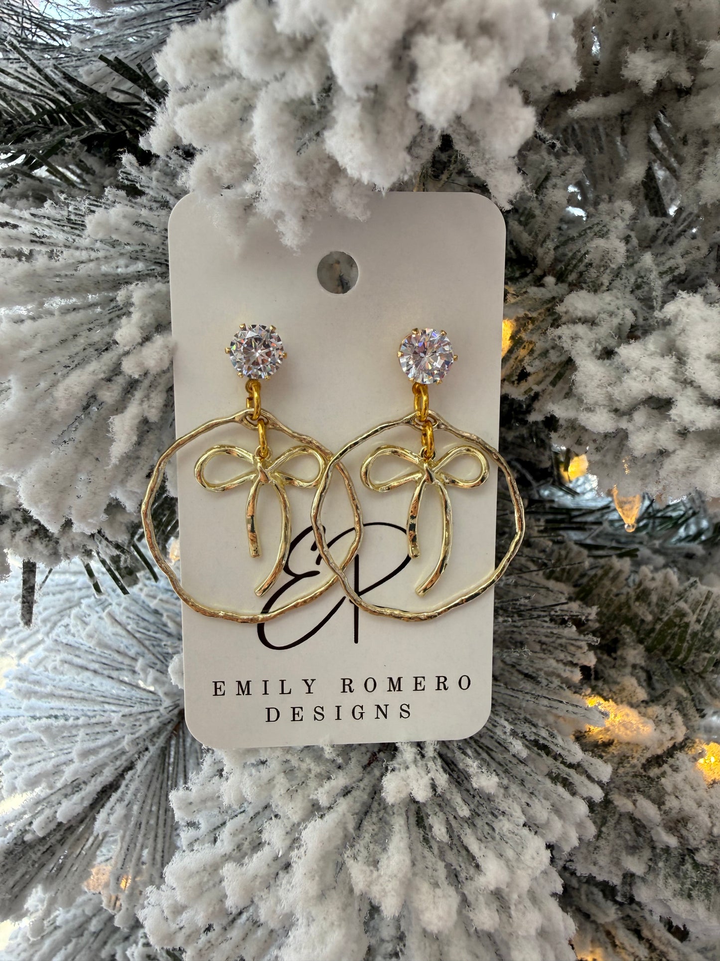 Diamond Stud Bow Earrings